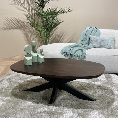 Livingfurn Deens ovale Salontafel 'Jesper' 120 x 75cm, kleur Donkerbruin