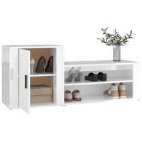 VidaXL Schoenenkast 130x35x54 cm bewerkt hout hoogglans wit - thumbnail