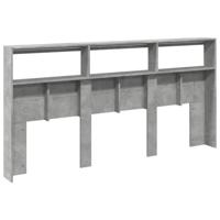 Hoofdbordkast met LED-verlichting 200x17x102 cm betongrijs - thumbnail