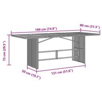 Tuintafel met glazen blad 190x80x75 cm poly rattan zwart - thumbnail