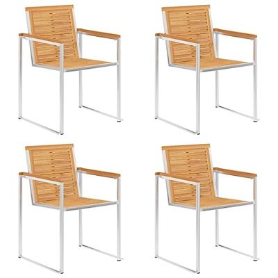 Tuinstoelen 4 st met kussens massief teakhout