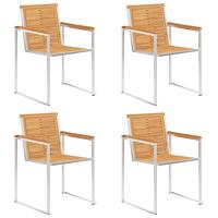 Tuinstoelen 4 st met kussens massief teakhout - thumbnail