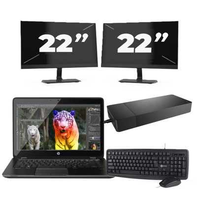 Lenovo ThinkBook 14 G2 - Intel Core i5-11e Generatie - 14 inch - 16GB RAM - 256GB SSD - Windows 11 Home + 2x 22 inch Monitor