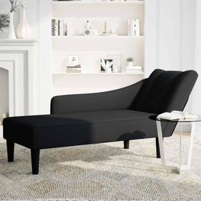 Chaise longue met rechterarmleuning stof zwart Chaise longue met rechterarmleuning stof zwart