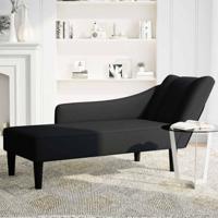 Chaise longue met rechterarmleuning stof zwart - thumbnail