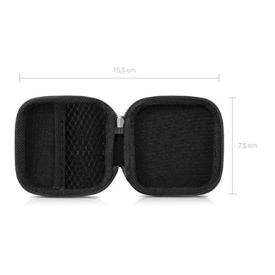 kwmobile Tasje voor oordopjes - Beschermhoes voor oordoppen - Etui voor oordopjes - Harde case in wit/zwart/zwart - Don't Touch My Headphones