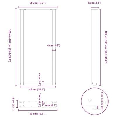 Bartafelpoten 2 st U-vormig 50x(100-101) cm staal naturel