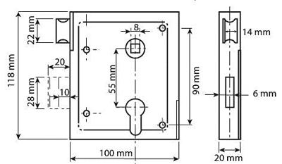 DX - Poortslot 55/65 DS PZ met dagschoot voor profielcilinder