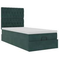 Ottoman bed met matrassen 80x200cm fluweel donkergroen - thumbnail