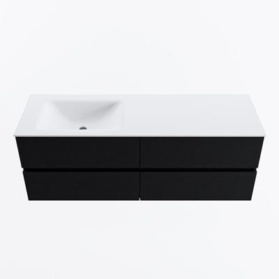 MONDIAZ VICA 140cm badmeubel onderkast Urban 4 lades. Wastafel CLOUD links 1 kraangat, kleur Talc.