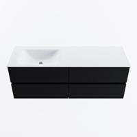 MONDIAZ VICA 140cm badmeubel onderkast Urban 4 lades. Wastafel CLOUD links 1 kraangat, kleur Talc. - thumbnail