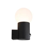 QAZQA Buiten wandlamp zwart met opaal glas met bewegingssensor - Huma - thumbnail