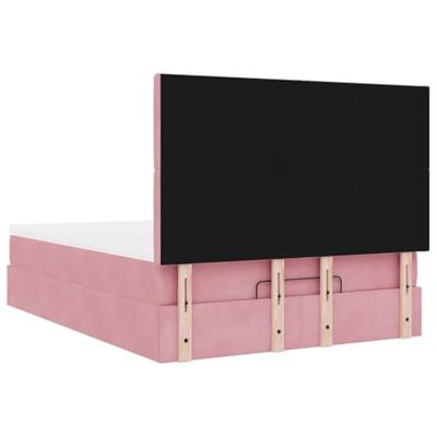 Ottoman bed met matrassen 140x200cm fluweel roze