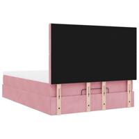 Ottoman bed met matrassen 140x200cm fluweel roze - thumbnail