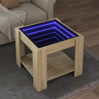 Salontafel met LED 53x53x45 cm bewerkt hout sonoma eikenkleurig Salontafel met LED 53x53x45 cm bewerkt hout sonoma eikenkleurig