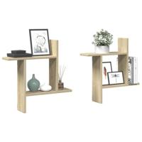 Wandschappen 2 st 50x12x50 cm bewerkt hout sonoma eikenkleurig - thumbnail