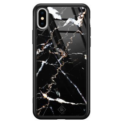 iPhone XS Max glazen hardcase - Marmer zwart