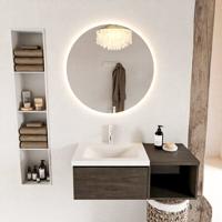 MONDIAZ BUKLA 100cm badmeubel met open module 40 kleur Dark Brown met 1 lade. Wastafel CLOUD links 1 kraangat kleur Talc. - thumbnail