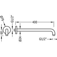 Wandarm Tres 40 cm met Bocht Staal Tres - thumbnail
