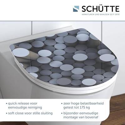 Duroplast High Gloss WC-bril ROUND DIPS met soft-close en quick-release