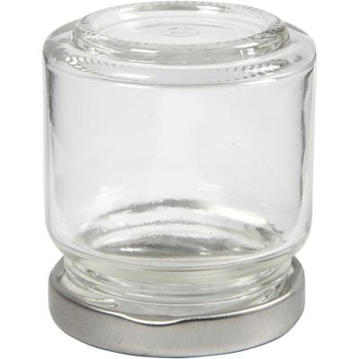 Creativ Company Glazen pot, h: 6,5 cm, d 5,7 cm, 100 ml, transparant, 12 stuk/ 1 doos