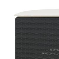 Voetensteun met kussen poly rattan zwart - thumbnail