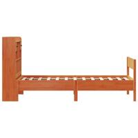 Bed met boekenkast zonder matras grenenhout wasbruin 75x190 cm - thumbnail