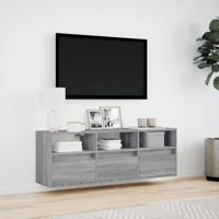 Tv-wandmeubel met LED-verlichting 130x31x45 cm grijs sonoma - thumbnail