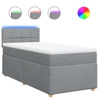 Boxspring met matras stof lichtgrijs 90x190 cm - thumbnail
