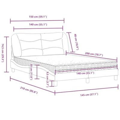 Bed met matras kunstleer wit en zwart 140x200 cm