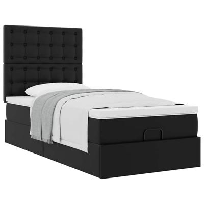 Ottomaanse bed met matras 90x190cm kunstleer zwart