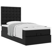 Ottomaanse bed met matras 90x190cm kunstleer zwart - thumbnail