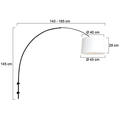Steinhauer Zwarte wand booglampSparkled met witte lampenkap - 8192ZW