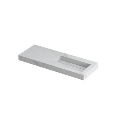 INK Pitch Wastafel Keramische Slab Rechts met Drain en Front en Side Skirts Zonder Kraangat - 1200x450x90 mm - Calacatta Mat