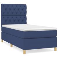 Boxspring met matras stof blauw 80x200 cm - thumbnail