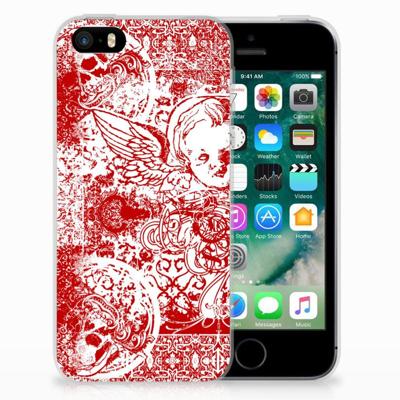 Silicone Back Case Apple iPhone SE | 5S Angel Skull Rood