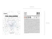 Folieballon Hart Metallic Wit - 45 cm - thumbnail