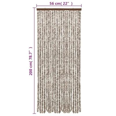 Vliegengordijn 56x200 cm chenille taupe en wit