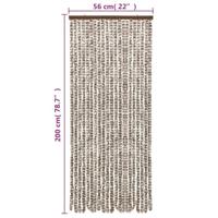 Vliegengordijn 56x200 cm chenille taupe en wit - thumbnail