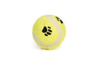 Tennisbal met pootprint hondenspeeltje geel 6.5 cm - thumbnail