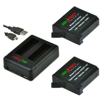 2 x AHDBT-401 accu's voor GoPro Hero4 - inclusief USB duo lader