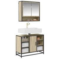Wastafelkast Sonoma eiken 80x33x60 cm bewerkt hout - thumbnail