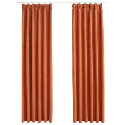 VidaXL Gordijnen verduisterend met haken 2 st 140x245 cm roestkleurig VidaXL Gordijnen verduisterend met haken 2 st 140x245 cm roestkleurig