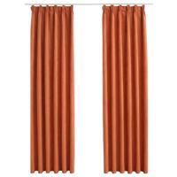 VidaXL Gordijnen verduisterend met haken 2 st 140x225 cm roestkleurig - thumbnail