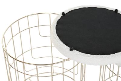 Voetensteun DKD Home Decor Beige Gouden Metaal Polyester Wit Modern (38 x 38 x 44 cm) (35 x 35 x 40 cm)