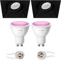 Pragmi Nivas Pro - Inbouw Vierkant - Mat Zwart - Trimless - Kantelbaar - 150mm - Philips Hue - LED Spot Set GU10 - White and Color Ambiance - Bluetooth - thumbnail