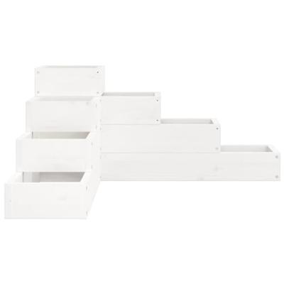 Plantenbak 4-laags 80,5x79x36 cm massief grenenhout wit - thumbnail