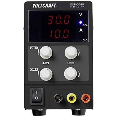 VOLTCRAFT ESP-3010 Labvoeding, regelbaar 0 - 30 V/DC 0 - 10 A 300 W Steekaansluiting 4 mm Smal model Aantal uitgangen: 1 x VOLTCRAFT ESP-3010 Labvoeding, regelbaar 0 - 30 V/DC 0 - 10 A 300 W Steekaansluiting 4 mm Smal model Aantal uitgangen: 1 x