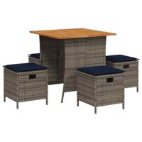 5-delige Tuinset met kussens poly rattan grijs - thumbnail