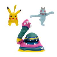 Boti Pokémon batte figuur set - machop, pikachu, alolan muk, 3st. - thumbnail